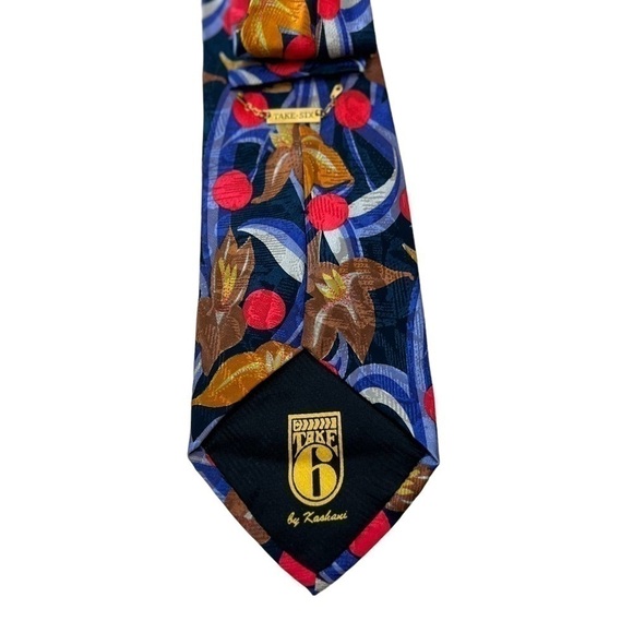 Take 6 by Kashani Silk Tie Made in italy multicolor Floral Polka Dots 3.5” Wide - Picture 8 of 8